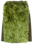 Maison Margiela Faux Fur Panel Skirt, Women's, Size: 42, Green, Alpaca/virgin Wool/cashmere/king Rat Snake