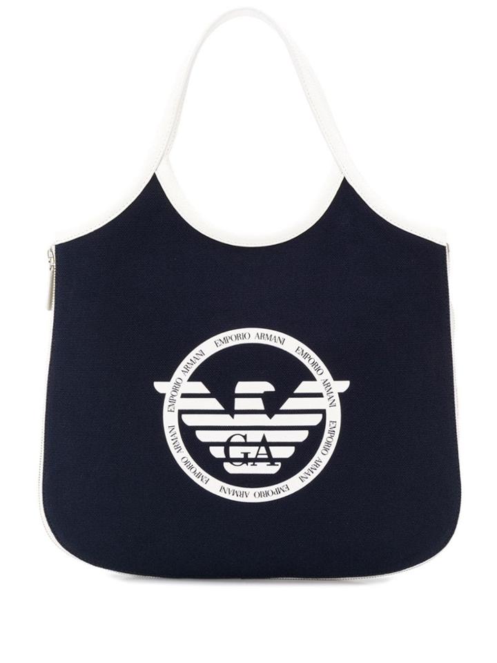 Emporio Armani Contrast Logo Tote - Blue