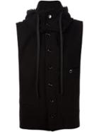 Ann Demeulemeester Sleeveless Hooded Jacket, Men's, Size: Medium, Black, Linen/flax/spandex/elastane/rayon/cotton