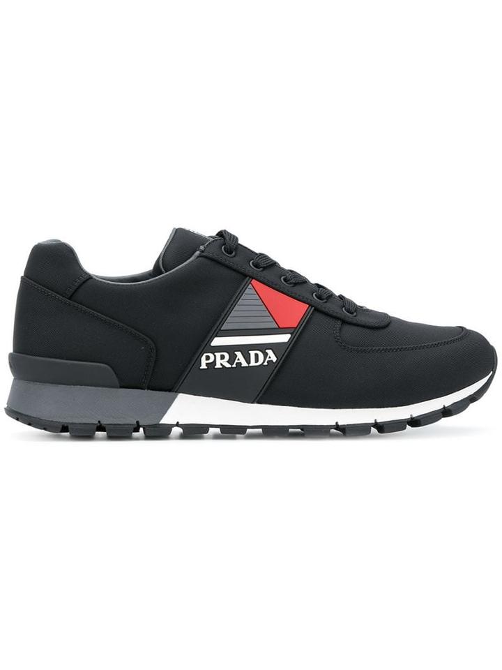 Prada Logo Panel Tech Sneakers - Black