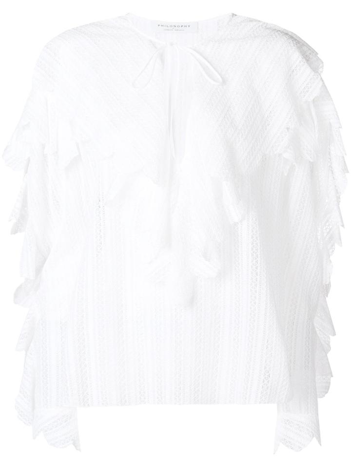 Philosophy Di Lorenzo Serafini Ruffled Detail Tie Neck Blouse - White