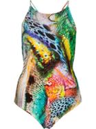 Blue Man Stretch Animal Print Swimsuit