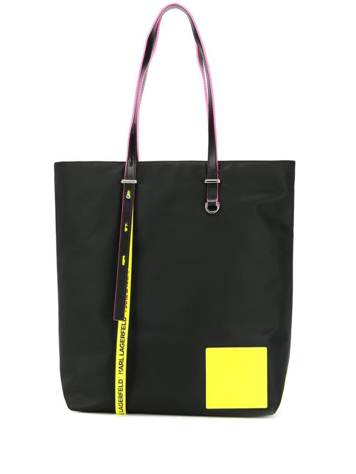 Karl Lagerfeld Neon Patch Shopped Tote - Black