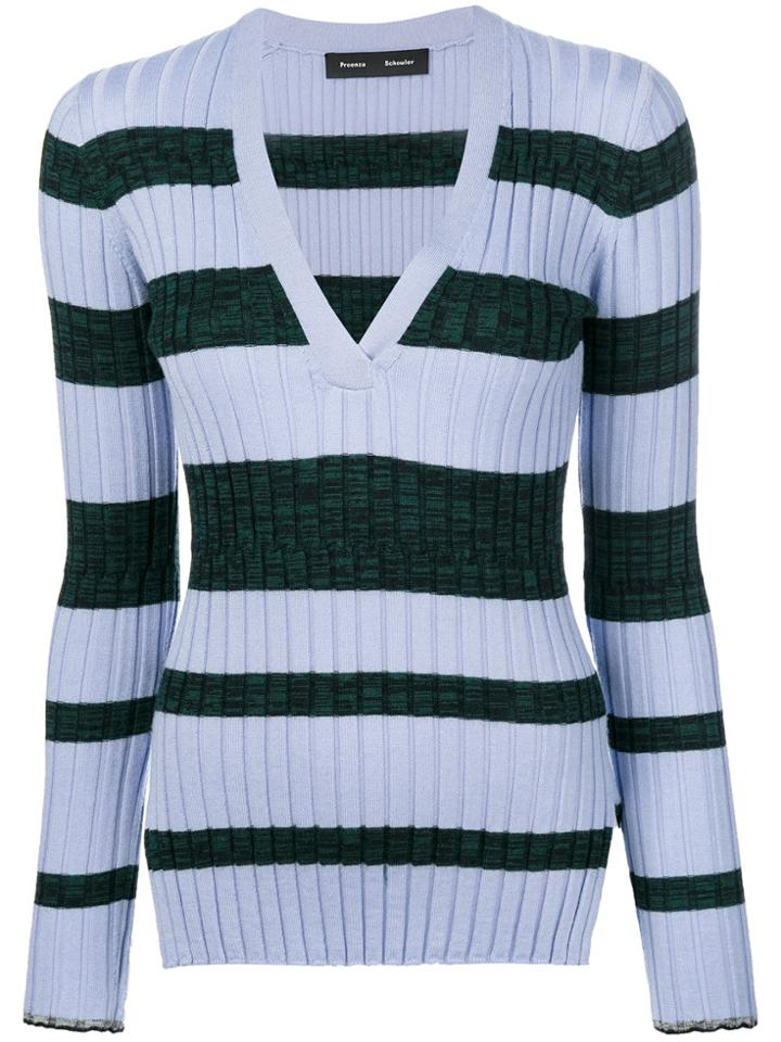 Proenza Schouler Long Sleeve Crewneck Top - Blue