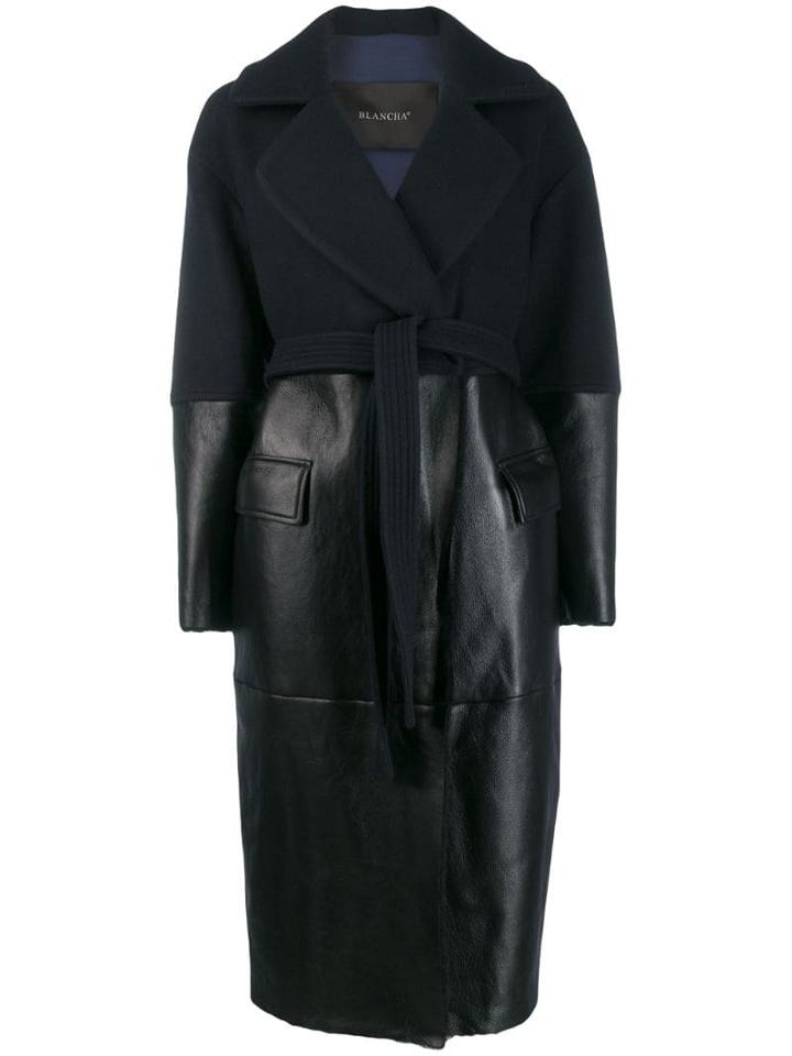 Blancha Panelled Trench Coat - Blue