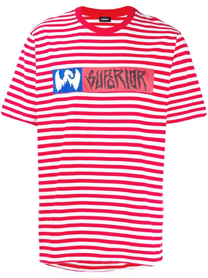Diesel Striped Print T-shirt - Red