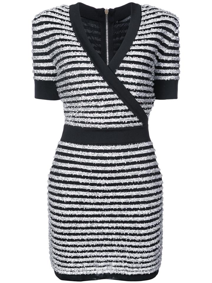 Balmain Wrap V-neck Dress - Black