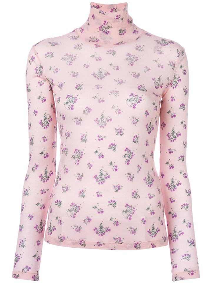 Vivetta - Roll Neck Floral Sweater - Women - Polyamide/wool - 40, Pink/purple, Polyamide/wool