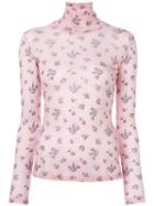 Vivetta - Roll Neck Floral Sweater - Women - Polyamide/wool - 40, Pink/purple, Polyamide/wool