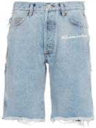 Natasha Zinko Mid Rise Patchwork Denim Shorts - Blue