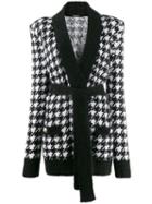 Balmain Houndstooth Knit Cardigan - Black