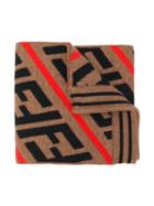 Fendi Kids Ff Pattern Knitted Scarf - Brown