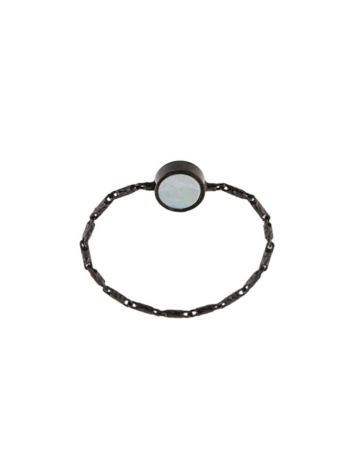 Xte Chain Band Stone Ring - Black