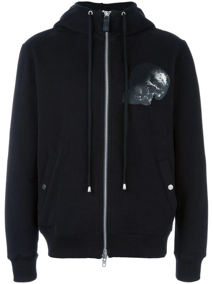 Cy Choi Skull Print Hooded Jacket, Men's, Size: Medium, Black, Cotton/polyester