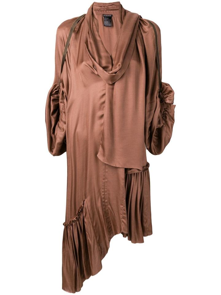 Ann Demeulemeester Draped Asymmetric Dress - Brown