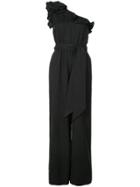 Ulla Johnson Asymmetric Frill Trim Jumpsuit - Black
