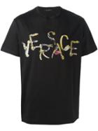 Versace Logo Illustration Print T-shirt, Men's, Size: Large, Black, Cotton