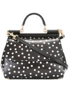 Dolce & Gabbana Polka Dot Sicily Tote, Women's, Black, Leather