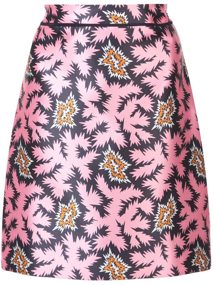 Victoria Victoria Beckham Print Fitted Skirt - Pink & Purple
