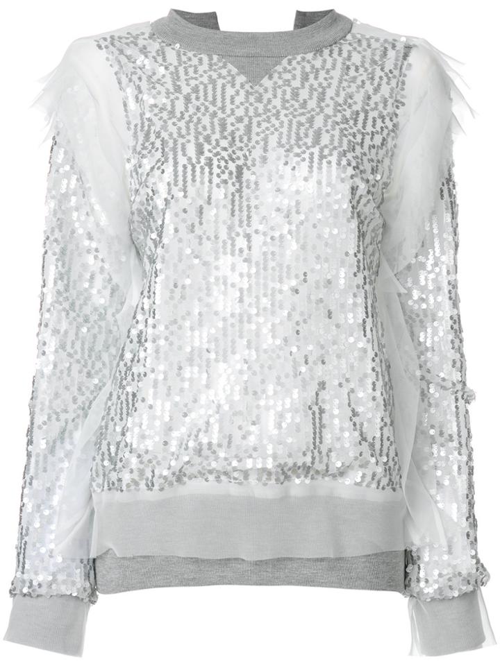 Sacai Sequin Embroidered Sweatshirt - Grey