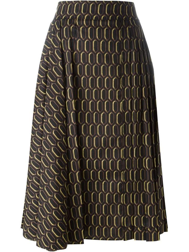 Marni Printed A-line Skirt, Women's, Size: 40, Black, Cotton