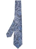 Kiton Paisley Printed Tie - Blue