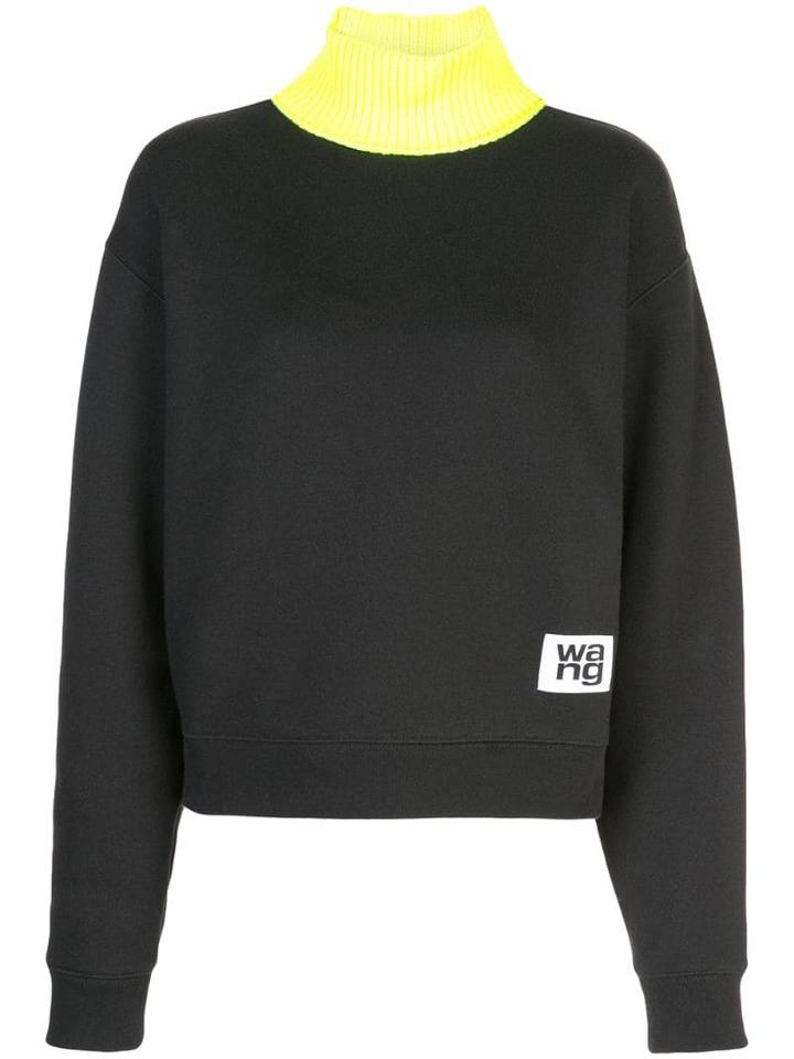 T By Alexander Wang Logo Contrast Neck Sweatshirt - Black