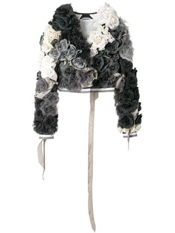 Thom Browne 3d Floral Appliqué Cropped Jacket - Grey
