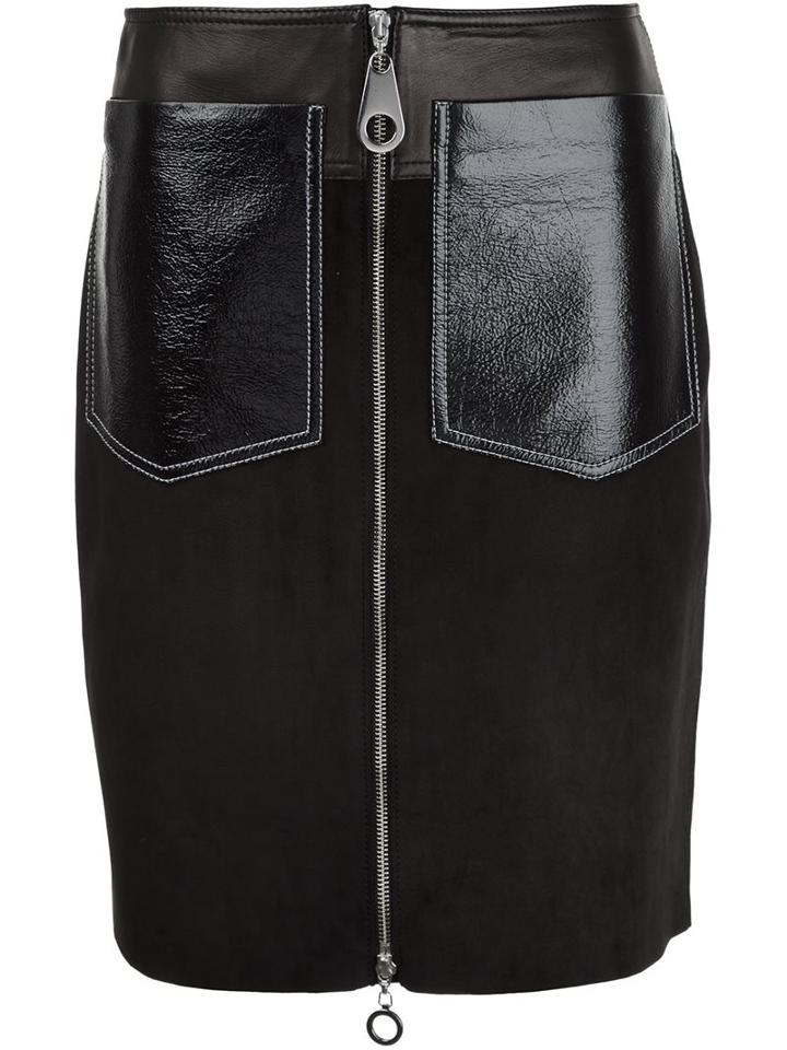Edun Patch Pocket Skirt, Women's, Size: 6, Black, Cotton/lamb Skin/polyurethane