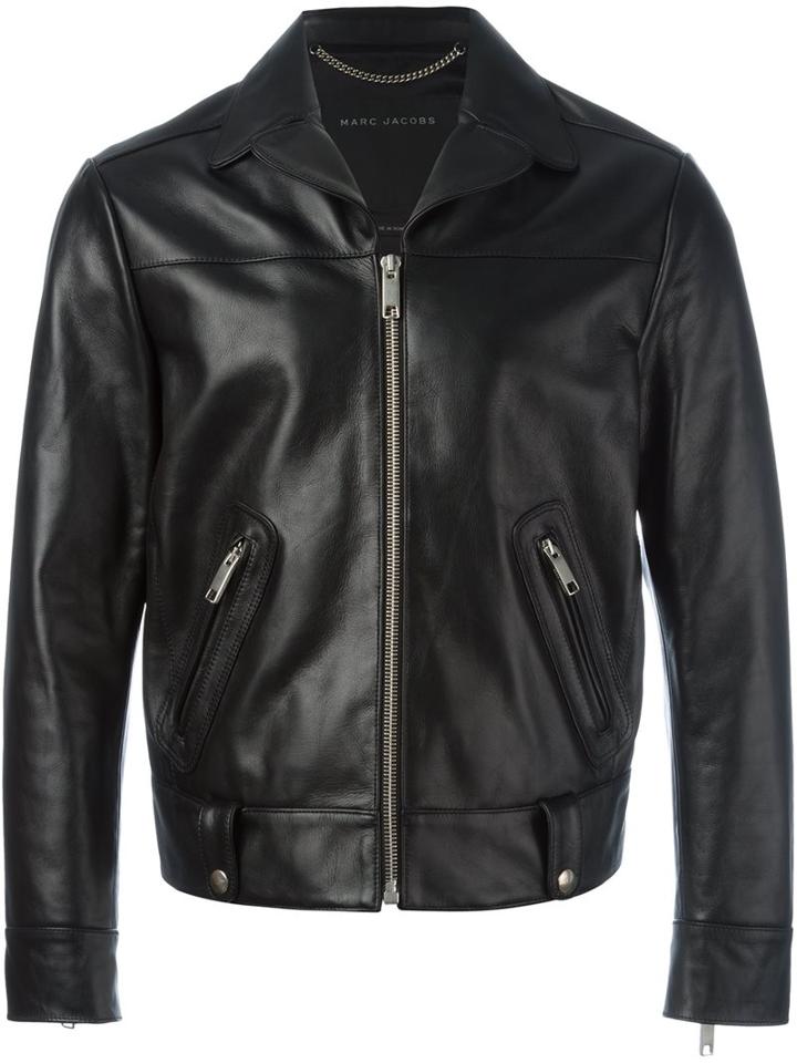 Marc Jacobs Leather Jacket, Men's, Size: 50, Black, Calf Leather/cotton/viscose