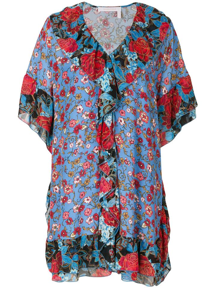 See By Chloé - Printed Floral Dress - Women - Silk/viscose - 42, Blue, Silk/viscose