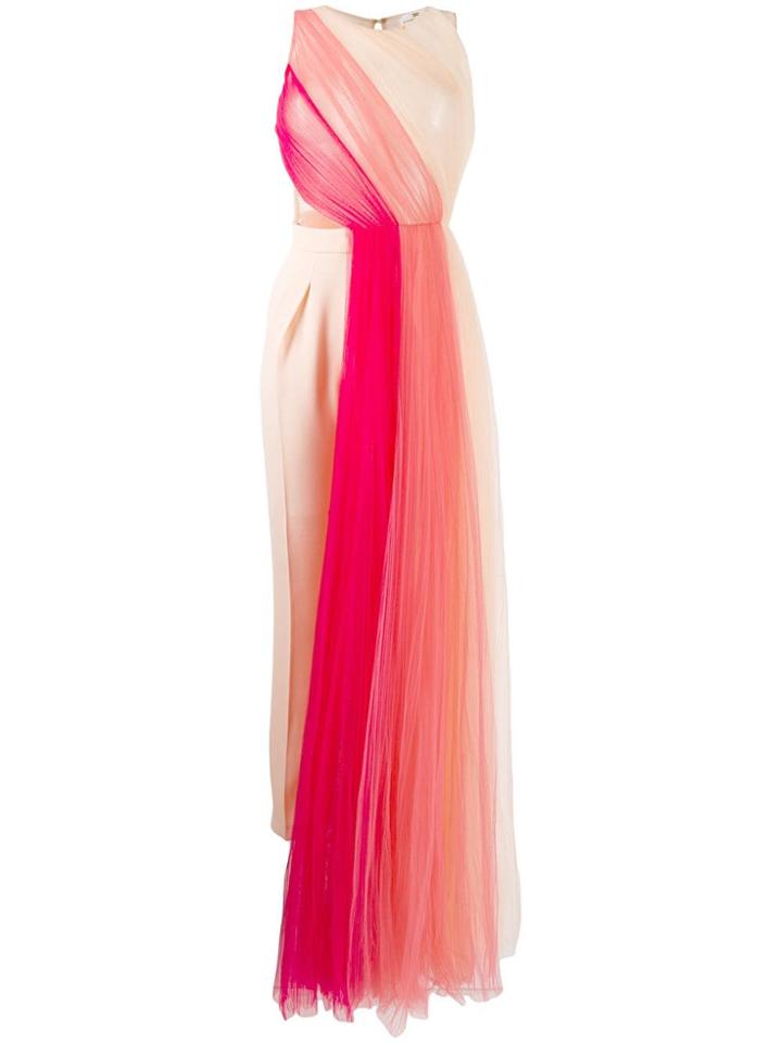 Elisabetta Franchi Tulle Panel Jumpsuit - Neutrals
