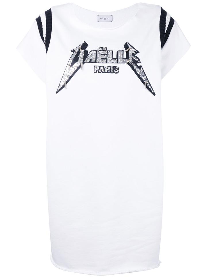Gaelle Bonheur - Metallic Logo T-shirt Dress - Women - Cotton - 1, White, Cotton