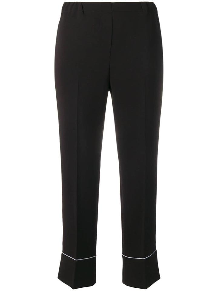Blanca Contrast Trim Cropped Trousers - Black