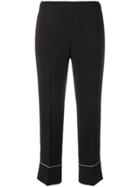 Blanca Contrast Trim Cropped Trousers - Black