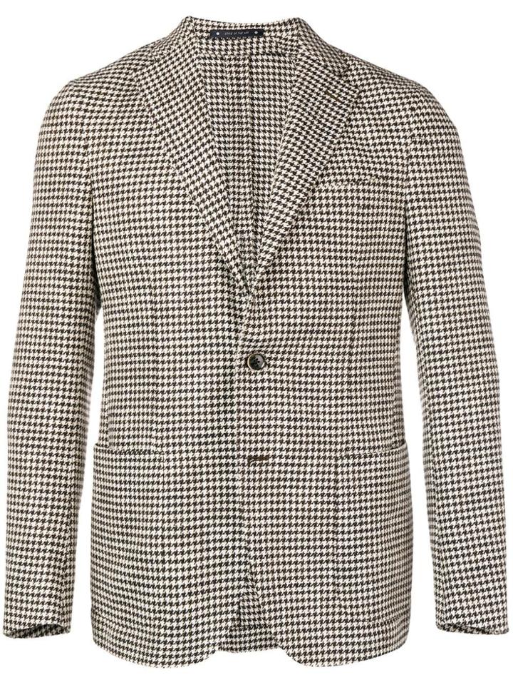 Bagnoli Sartoria Napoli Single-breasted Houndstooth Blazer - Nude &
