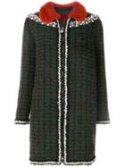 Moncler Gamme Rouge Embroidered Contrast Collar Coat - Green