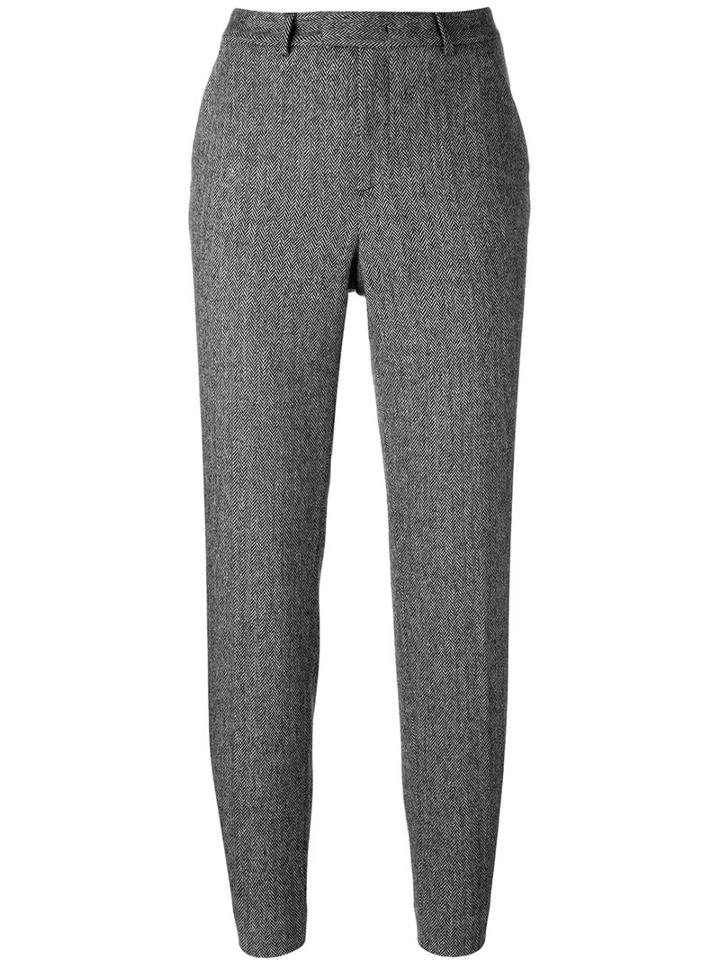Red Valentino Herringbone Classic Trousers, Women's, Size: 42, Black, Acrylic/polyamide/polyester/wool
