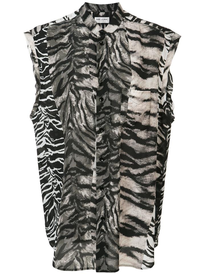 Saint Laurent Tiger Print Blouse - Black