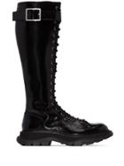 Alexander Mcqueen Lace-up Leather Boots - Black