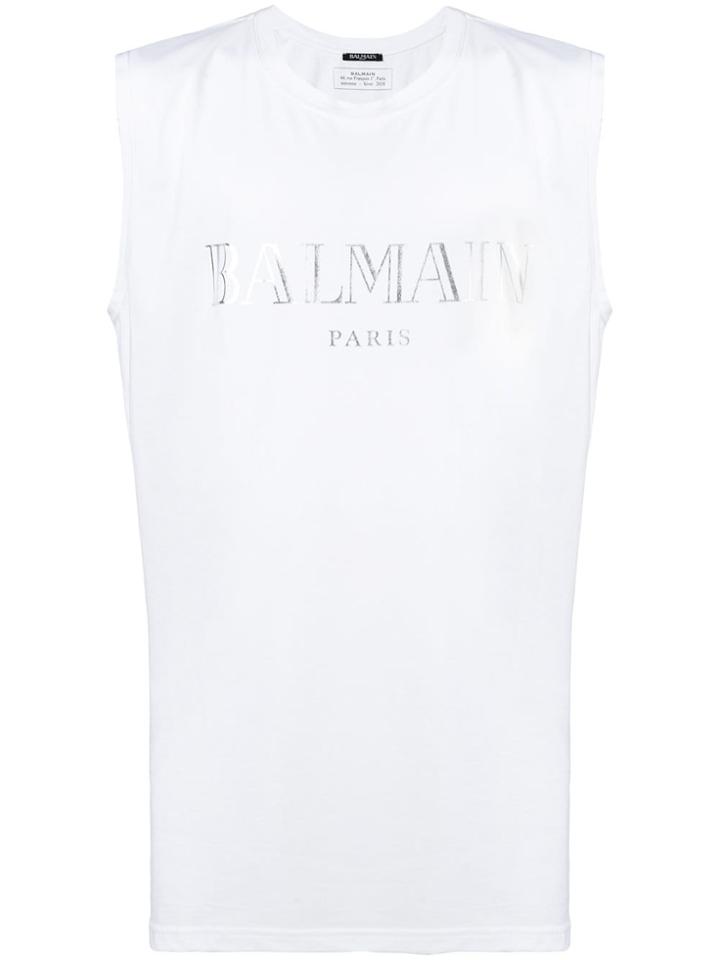 Balmain Round Neck Tank Top - White