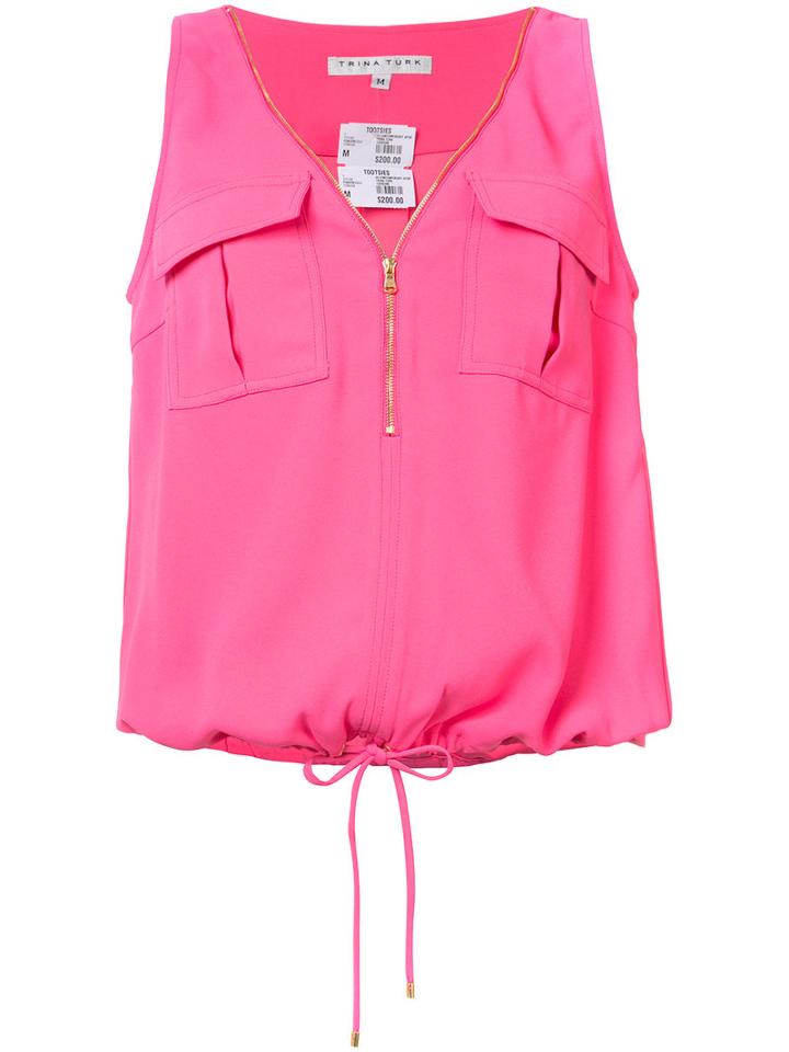 Trina Turk - Zip Front Blouse - Women - Polyester - Xs, Pink/purple, Polyester
