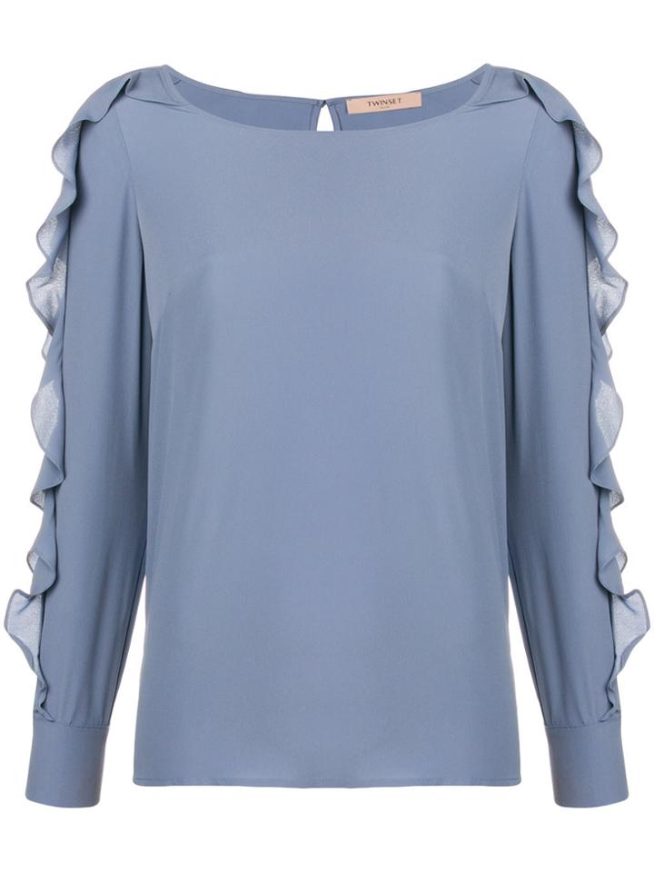 Twin-set Ruffled Sleeve Blouse - Blue