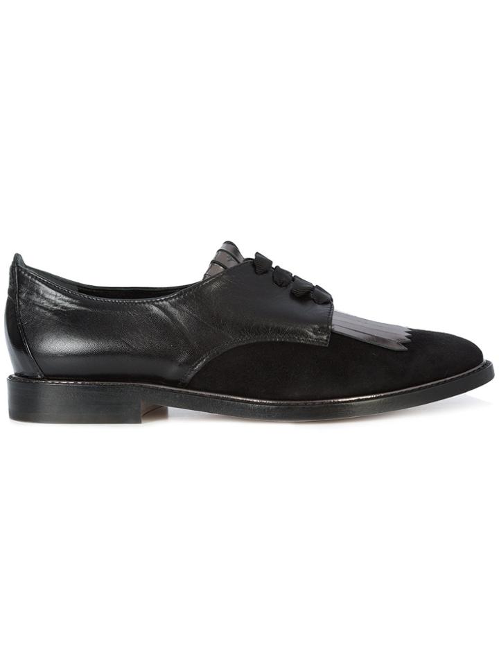 Oscar De La Renta Adelaide Fringed Derby Shoes - Black