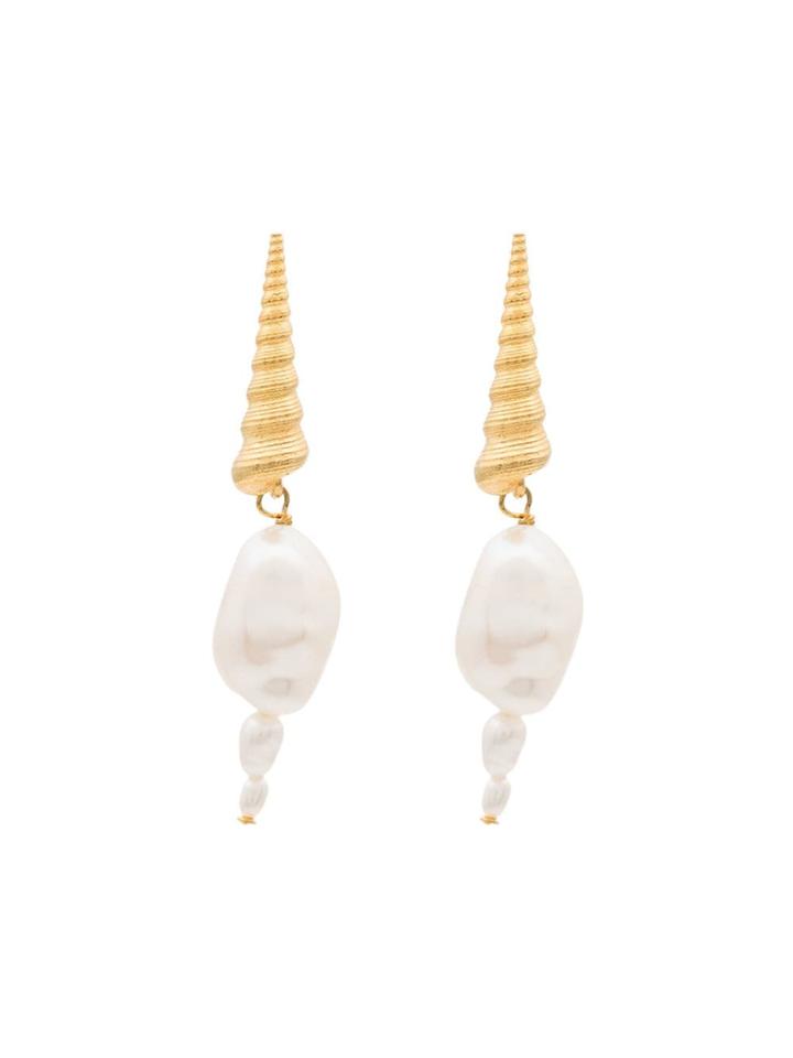 Anni Lu Shell Pearl Drop Earrings - White
