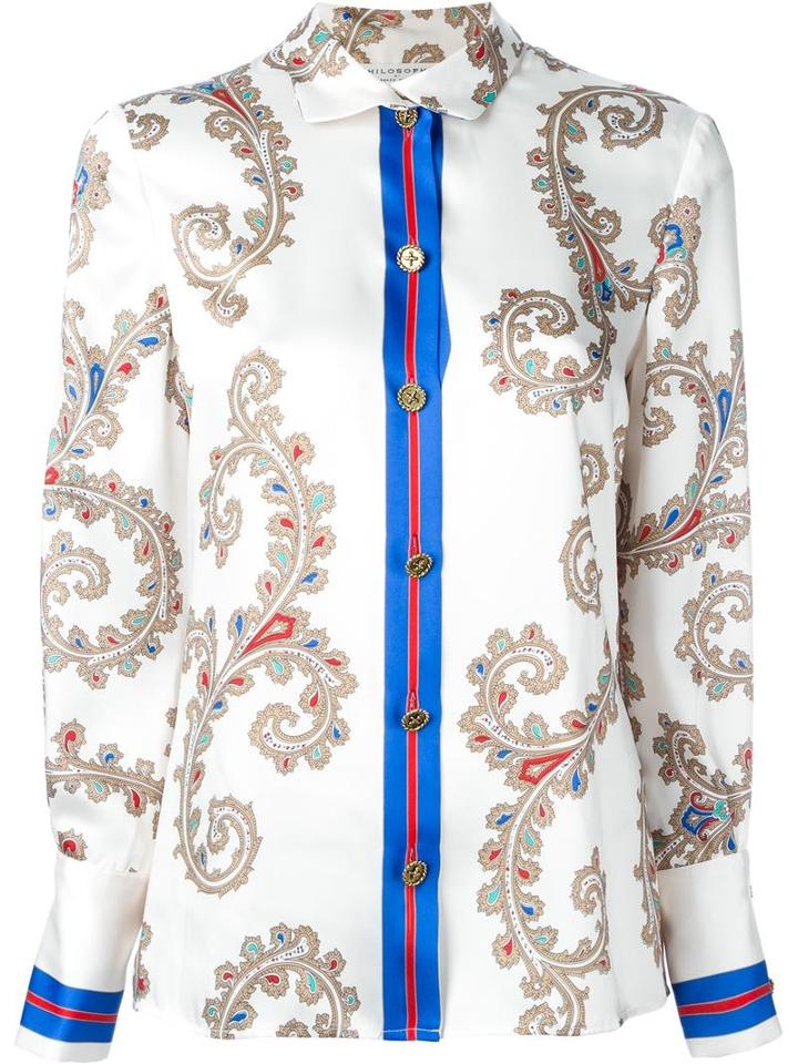 Philosophy Di Lorenzo Serafini Paisley Printed Blouse, Women's, Size: 44, Polyester