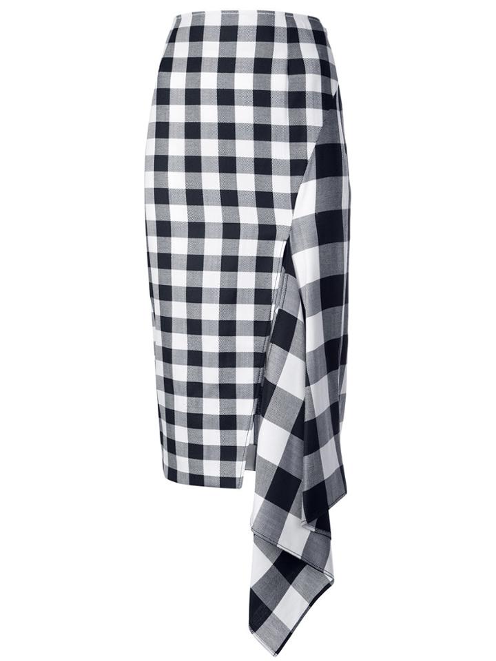 Monse Asymmetric Check Pencil Skirt - Black