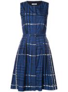 Oscar De La Renta Pleated Dress With Pockets - Blue
