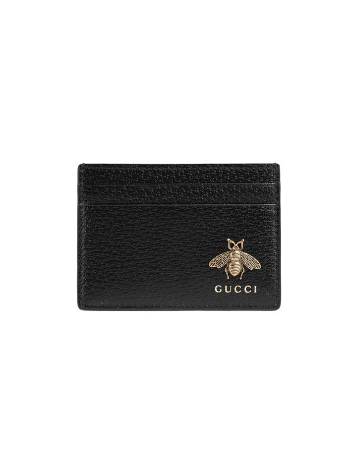 Gucci Animalier Leather Card Case - Black