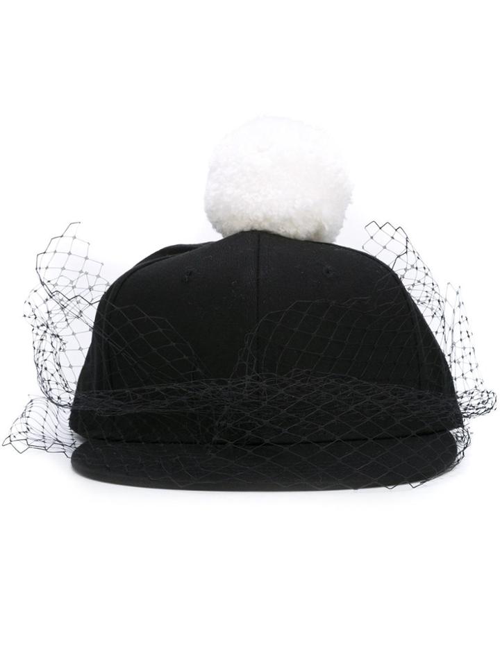 Piers Atkinson Pompom Veil Cap - Black